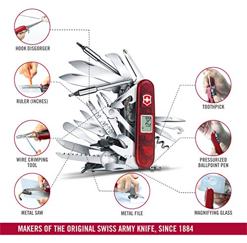 Victorinox Taschenmesser Swiss Champ XAVT (83 Funktionen, Digitalanzeige, Bit-Schlüssel) rot transparent - 5