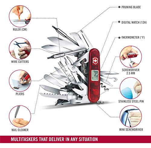 Victorinox Taschenmesser Swiss Champ XAVT (83 Funktionen, Digitalanzeige, Bit-Schlüssel) rot transparent - 6