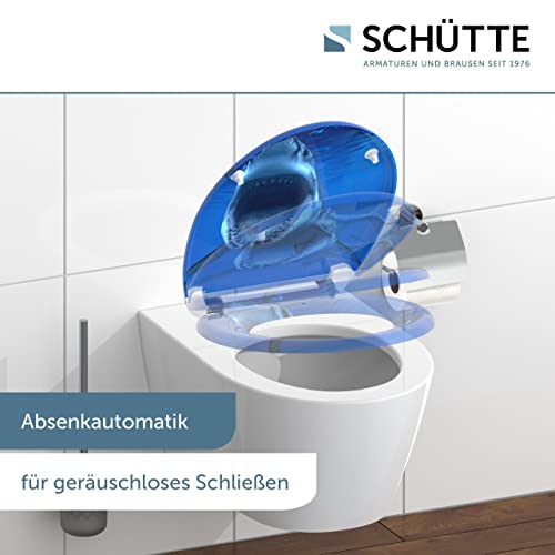 SCHÜTTE SHARK WC-Sitz Duroplast, Toilettensitz mit Absenkautomatik und Schnellverschluss für die einfache Reinigung, maximale Belastung der Klobrille 150 kg, Motiv Hai 82371 - 3