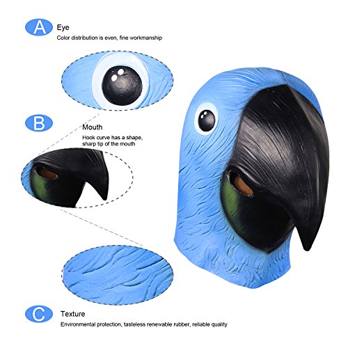 Papageienkopf Maske, Latex Tierkopfmaske, Halloween Requisiten Cosplay Dekoration Nette Vogel Maske - 4