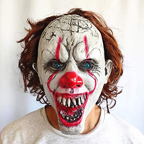 Loneedy Gruselige Clown Maske, Latex Maske, Halloween Dekoration, Kostüm für Partys / Cosplay, für Männer / Frauen und Kinder