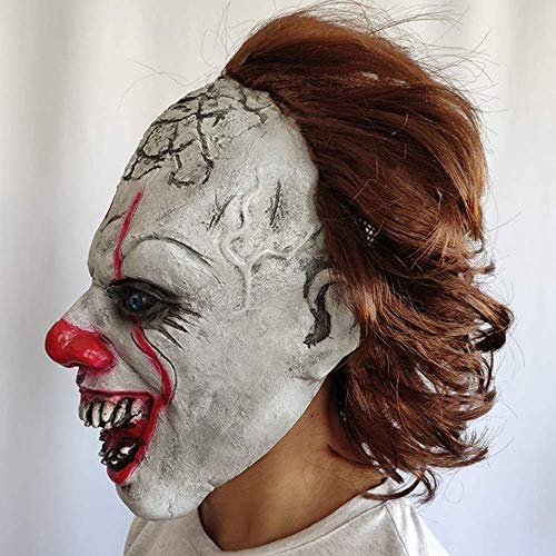 Loneedy Gruselige Clown Maske, Latex Maske, Halloween Dekoration, Kostüm für Partys / Cosplay, für Männer / Frauen und Kinder - 4