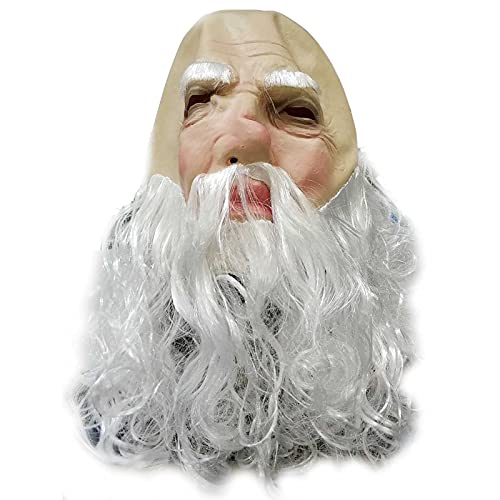 Earthily Weihnachtsmann Maske – Weihnachten Nikolaus Maske aus Latex mit Bart,Santa Claus Maske für Weihnachten,Karneval,Kostüm,Cosplay,Halloween,Party - 2