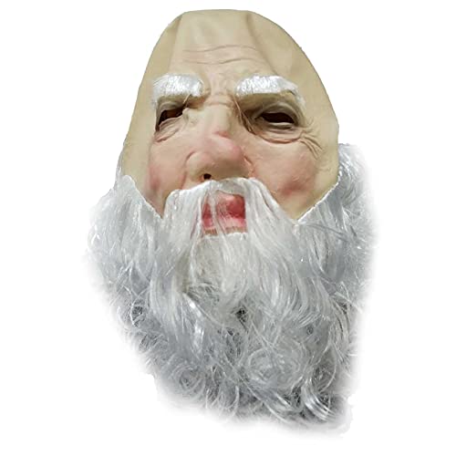 Earthily Weihnachtsmann Maske – Weihnachten Nikolaus Maske aus Latex mit Bart,Santa Claus Maske für Weihnachten,Karneval,Kostüm,Cosplay,Halloween,Party - 3