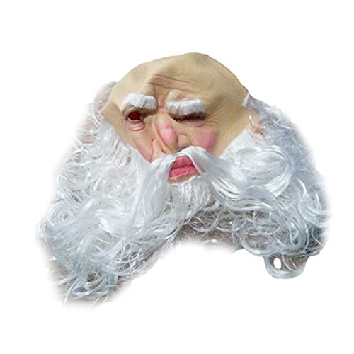 Earthily Weihnachtsmann Maske – Weihnachten Nikolaus Maske aus Latex mit Bart,Santa Claus Maske für Weihnachten,Karneval,Kostüm,Cosplay,Halloween,Party - 4