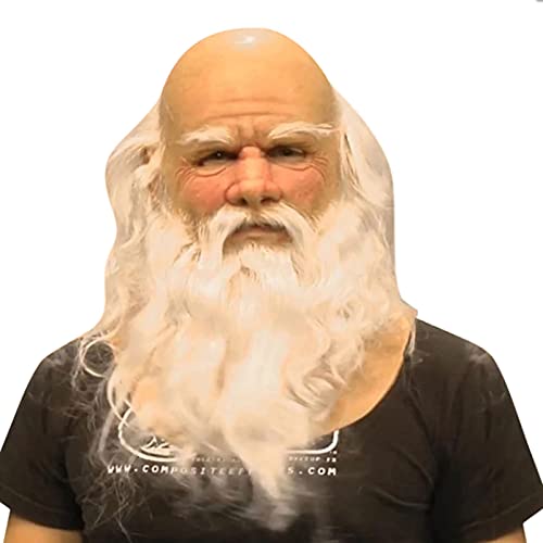 Earthily Weihnachtsmann Maske – Weihnachten Nikolaus Maske aus Latex mit Bart,Santa Claus Maske für Weihnachten,Karneval,Kostüm,Cosplay,Halloween,Party - 5