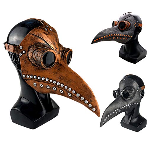 Qeedio Schnabelmaske Plague Doctor Mask Halloween Scary Maske Pest Maske Doktor Arzt Kopfmaske Retro Felsen Party Masken Steampunk Halloween Kostüm Dekoration für Maskerade und Neujahr - 8