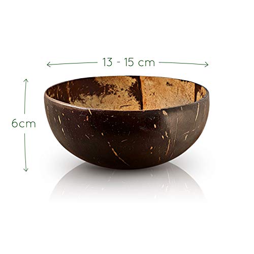 Kokosnuss Schale Set aus 2 Schalen mit Holzbesteck | Vegane Schüssel | Für Buddha Bowl und Acai Bowl | Holz Schalen Set | Bowl Set | Holz Schüssel | Schüssel Set | Coconut Bowl | Bambaw - 4