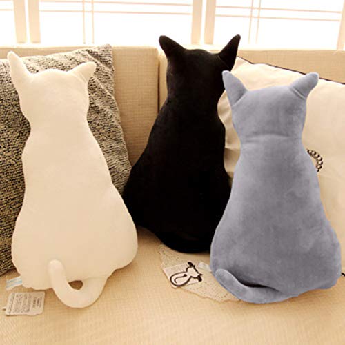 Homeofying Sofakissen in Form einer Katze, niedliche Tier-Silhouette, weicher Plüsch, schönes Geschenk für Zimmer von Mädchen und Jungen, Plüsch, Schwarz , 45 cm - 2