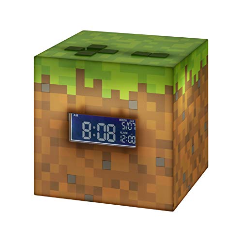 Paladone Minecraft Wecker mit offizieller Sonnenaufgangsmusik, braun / grün, 13 x 13, PP6733MCF