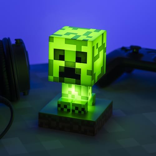 Paladone Minecraft Creeper 3D Icon Light BDP | Offiziell lizenziertes, grünes, pixeliges Nachtlicht oder Schreibtischlampe | Einzigartige Geschenkidee für Gamer | angetrieben durch 2 x AAA, PP6593MCF - 2