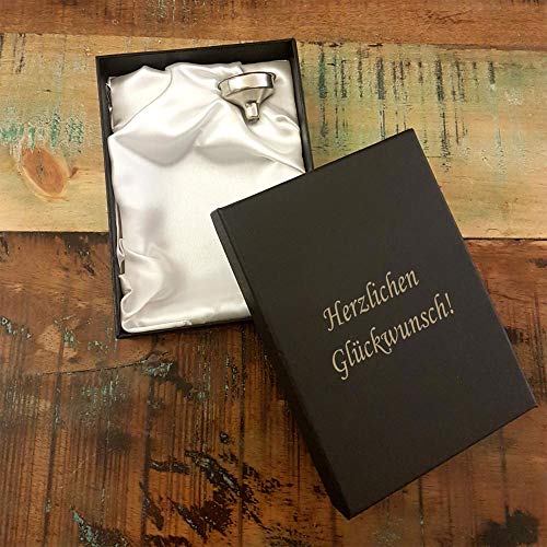 Personalisierte Flachmänner mit Gravur aus Edelstahl personalisierbar mit Namen, Datum oder Logo | Geschenk Flachmänner zur Hochzeit | Geschenkideen mit Geschenkbox Schnapsflasche (Walnussholz) - 7