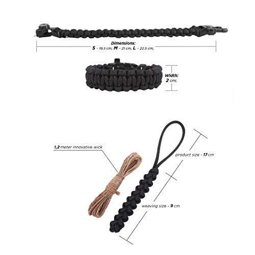 EDCX Survival Nylon Armband Fire-Starting Tool Flaming Lizzard (M Size -19-20 cm) (Black, M) - 6