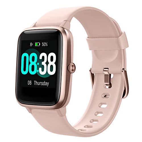 YONMIG Smartwatch, Fitness Armband Tracker Voller Touch Screen Uhr IP68 Wasserdicht Armbanduhr Smart Watch mit Schrittzähler Pulsmesser Stoppuhr für Damen Kinder Sportuhr für iOS Android (Rosa)