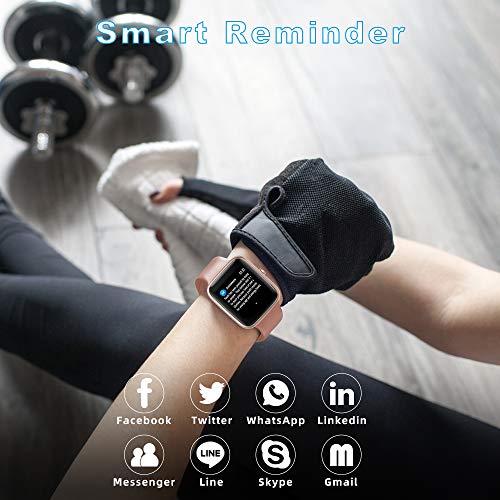 YONMIG Smartwatch, Fitness Armband Tracker Voller Touch Screen Uhr IP68 Wasserdicht Armbanduhr Smart Watch mit Schrittzähler Pulsmesser Stoppuhr für Damen Kinder Sportuhr für iOS Android (Rosa) - 7