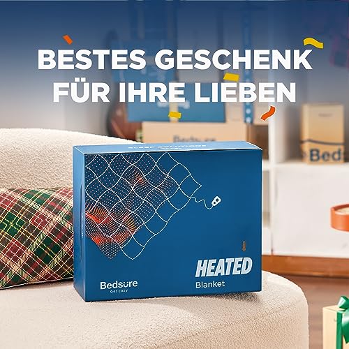 Bedsure Heizdecke mit Abschaltautomatik Wärmedecke Elektrisch – Beheizbare Decke 6 Temperaturstufen mit 1-10 timer, Heizdecke Klein 180×130 Schnelle Erwärmung, Electric Blanket Grau, Waschbar bis 30°C - 6