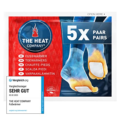 THE HEAT COMPANY Fußwärmer – 5 Paar – EXTRA WARM – klebend – Zehenwärmer – 8 Stunden warme Füße – sofort einsatzbereit – luftaktiviert – rein natürlich – für alle Größen