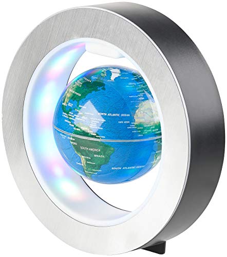 Schwebender Globus in einem Magnet-Ring mit farbiger LED-Beleuchtung - 3