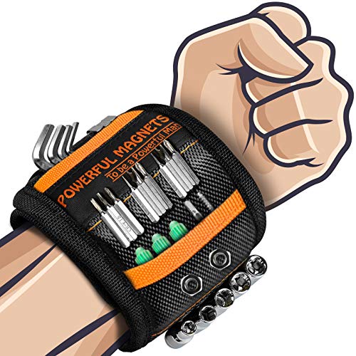 Bestes Männer Geschenke Magnetisches Armband – Magnetarmband Handwerker mit 15 Leistungsstarken Magneten, Vater Tischler Männer Gadgets Geschenke für Halten Werkzeuge Schrauben Nägel Bohrernn (1,OG)