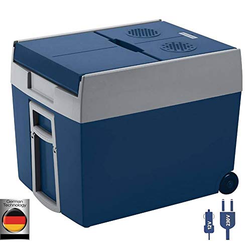 Mobicool W48 AC/DC - elektrische Kühlbox mit Rollen passend für eine komplette Getränkekiste/Bierkiste, 48 Liter, 12 V und 230 V für Auto, Lkw und Steckdose, A++