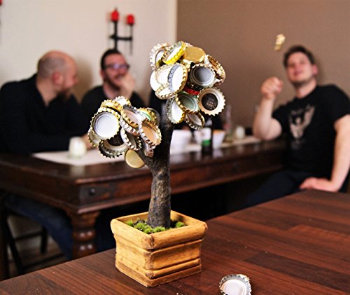 Deckel Bonsai – Magnetischer Kronkorkenbaum mit 3 Magneten/Perfekte Geschenkidee für Biertrinker/Partyspiel (Braun) - 3