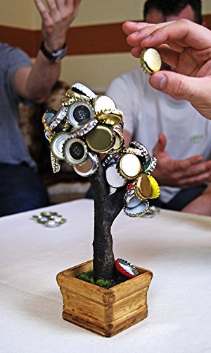 Deckel Bonsai – Magnetischer Kronkorkenbaum mit 3 Magneten/Perfekte Geschenkidee für Biertrinker/Partyspiel (Braun) - 4