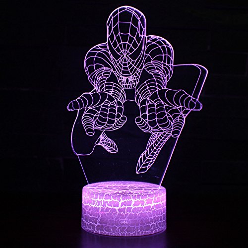 LED Superheld 3D-Lampe – Optische Illusion, intelligentes Nachtlicht, Tischlampe mit USB-Stromkabel, 7 Farben (Spiderman) - 7