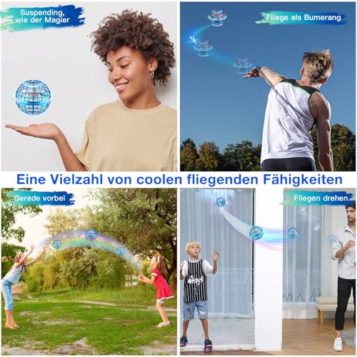 Zookao Fliegender Ball, Mini Drohne Für Kinder Flying Ball Boomerang Ball mit LED Licht Drohne Spielzeug Geschenke für Jungen Mädchen Indoor Outdoor Cooles Flugzeug Spielzeug für Kinder - 4