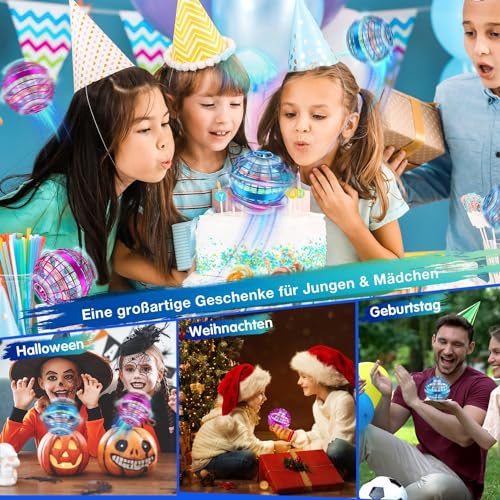 Zookao Fliegender Ball, Mini Drohne Für Kinder Flying Ball Boomerang Ball mit LED Licht Drohne Spielzeug Geschenke für Jungen Mädchen Indoor Outdoor Cooles Flugzeug Spielzeug für Kinder - 6