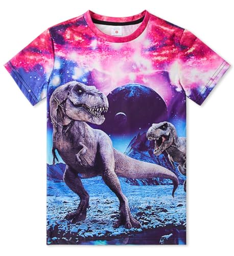 Idgreatim Jungen Mädchen 3D Dinosaurier Graphic Short Sleeve Cooles lustiges T-Shirt Top T-Shirt Größe 10-12