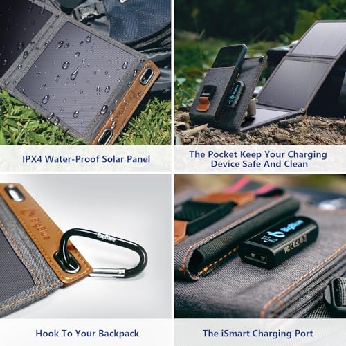 BigBlue 14W Solar Ladegerät Tragbar, Taschengröße Solarpanel 1-Port USB(5V/2.4A) & IPX4 wasserdichte SunPower Solarpanel für Reisen, Camping und Garten - 5