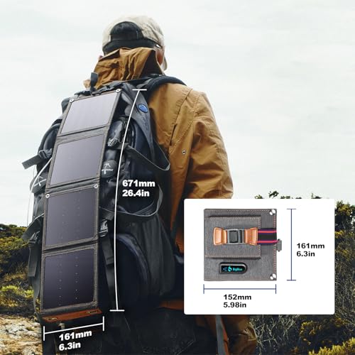 BigBlue 14W Solar Ladegerät Tragbar, Taschengröße Solarpanel 1-Port USB(5V/2.4A) & IPX4 wasserdichte SunPower Solarpanel für Reisen, Camping und Garten - 6