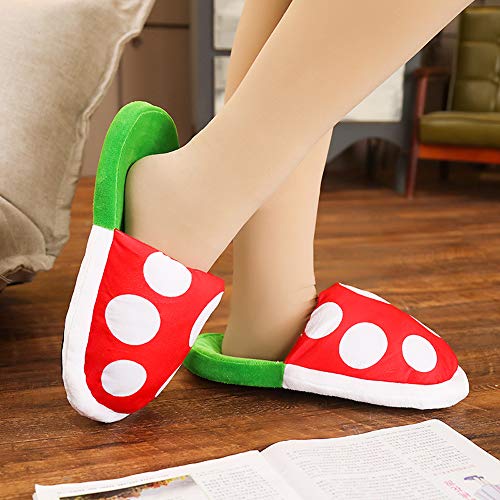 Caojinyu Super Mario Plüsch Hausschuhe Anzug Home Wear Piranha Pflanzen Cosplay Dot Muster Schuhe mit Pipe Topflappen-One Size 37-42 EU für Erwachsene - 5