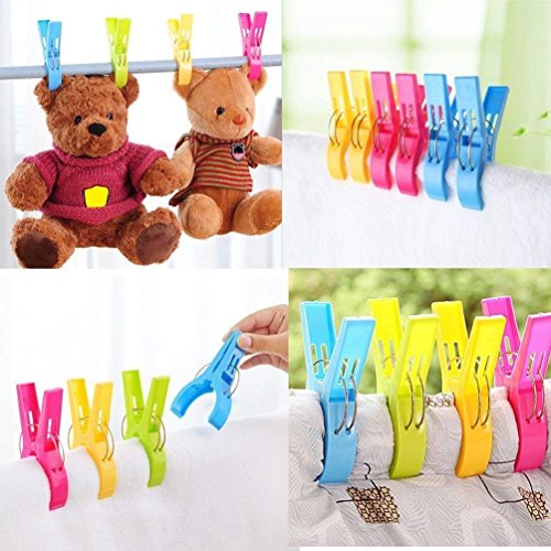 URAQT 12 Stück große Wäscheklammern Handtuchklemmen Strandtuchklammern Handtücher Towel Clips, Winddicht Klammern auf Strand und Sonnenliegen für Wäsche, Strandtuch, Badetuch, Teppich etc. - 3