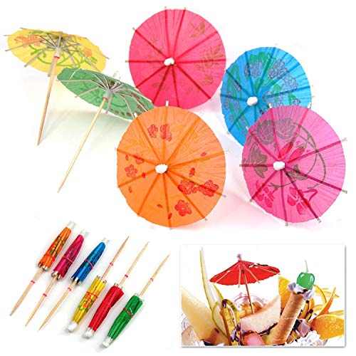 Cocktail Sonnenschirme,50er Pack Cocktail Dekoration Papier Getränkedekoration Sonnenschirme für Bar Deko Cocktailzubehör Trinkfrüchte Essen Wein Party Muticolors 10cm - 4