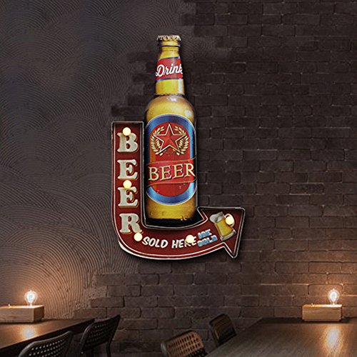 Artstore Retro-Blechschild mit LEDs, Leuchtreklame, Dekoschild, Industriestil, USA, Bar, Loft, Café, Wandschmuck Style 2