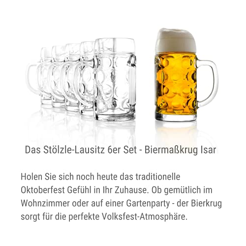 Stölzle Oberglas ISAR Maßkrug 0,5 l- Original Biermaßkrug Oktoberfest, Bierglas, Tradition, Augenkrug, 6 Stück, spülmaschinenfest, hochwertige Qualität - 3