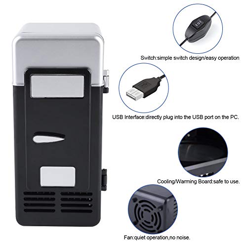 Fdit Mini USB Kühlschrank Auto Portable Bier Getränk´Bier Kühler oder Wärmer Laptop PC Auto Kühlschrank(Schwarz) - 5