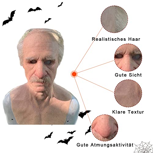 Talmage Scomb Halloween Latex Maske, Alte Mann Dekor Realistische Masken Gesichtsmaske Latexmaske für Party Parade Cosplay Kostüm Requisiten Erwachsene - 2