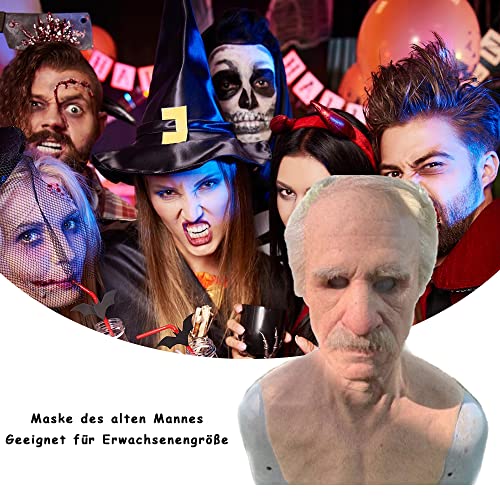 Talmage Scomb Halloween Latex Maske, Alte Mann Dekor Realistische Masken Gesichtsmaske Latexmaske für Party Parade Cosplay Kostüm Requisiten Erwachsene - 4