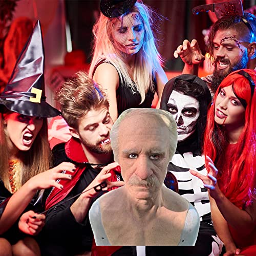 Talmage Scomb Halloween Latex Maske, Alte Mann Dekor Realistische Masken Gesichtsmaske Latexmaske für Party Parade Cosplay Kostüm Requisiten Erwachsene - 7