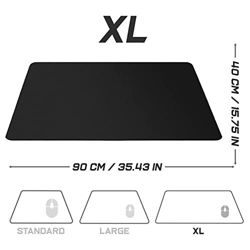 Sidorenko XXL Gaming Mauspad groß – 900 x 400 mm – Fransenfreie Ränder – rutschfest – XXL Mousepad – Schreibtischunterlage – spezielle Oberfläche verbessert Geschwindigkeit – MAXLVL – schwarz - 2