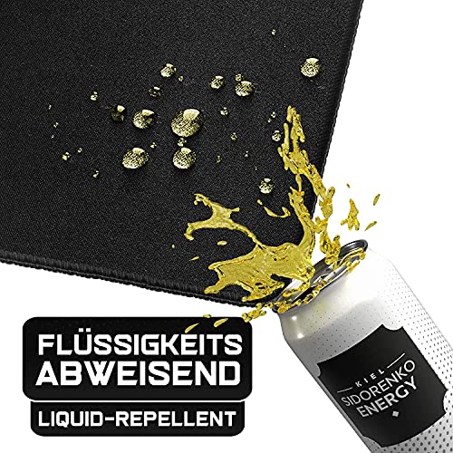 Sidorenko XXL Gaming Mauspad groß – 900 x 400 mm – Fransenfreie Ränder – rutschfest – XXL Mousepad – Schreibtischunterlage – spezielle Oberfläche verbessert Geschwindigkeit – MAXLVL – schwarz - 5