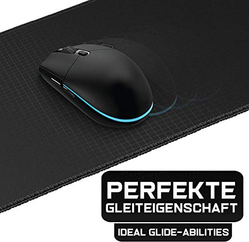 Sidorenko XXL Gaming Mauspad groß – 900 x 400 mm – Fransenfreie Ränder – rutschfest – XXL Mousepad – Schreibtischunterlage – spezielle Oberfläche verbessert Geschwindigkeit – MAXLVL – schwarz - 6