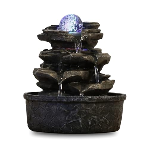 Zen'Light Little Rock Brunnen aus Polyresin, Dunkelbraun, 20 x 20 x 23 cm