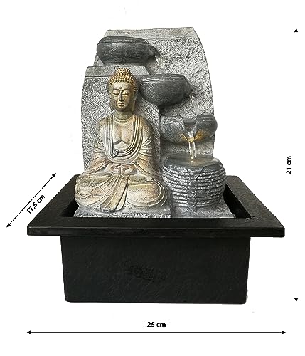 Dehner Zimmerbrunnen Steine mit LED Beleuchtung, ca. 25 x 17.5 x 21 cm, Polyresin, grau - 2