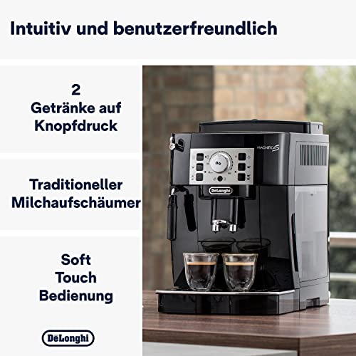 De’Longhi Magnifica S ECAM 22.110.B Kaffeevollautomat mit Milchaufschäumdüse für Cappuccino, Direktwahltasten für Espresso und Kaffee, 2-Tassen-Funktion, 1,8 Liter Wassertank, schwarz/silber - 2