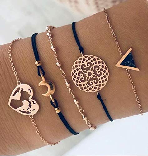 böhmisches mehrschichtiges Armband-Gesetzte Frauen-Mädchen-Art und Weise Vinatge Reizend Schildkröte-Korn-Liebes-Karten-Goldketten-Armband-Armband-Geschenk