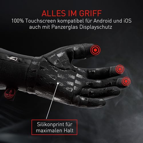 THE HEAT COMPANY – Merino Liner PRO – Warme Merino Handschuhe – Premium Qualität – Touchscreen Winterhandschuhe aus Wolle: Damen & Herren – Laufhandschuh, Fahrradhandschuh, schwarz, Gr. 8-9 - 4