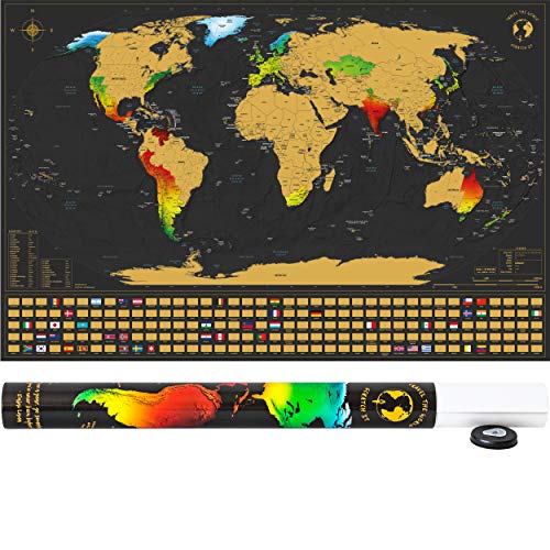 SCRATCH IT Ausverkauf – Weltkarte zum Rubbeln – Rubbel Landkarte – Poster XXL zum Freirubbeln inkl. Geschenkverpackung (Gold/Schwarz 84 x 55 cm Englisch – Made in Germany)